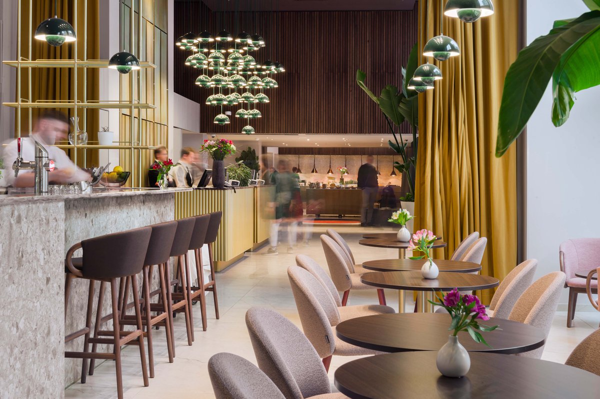 For a coffee at the Hotel Lev…