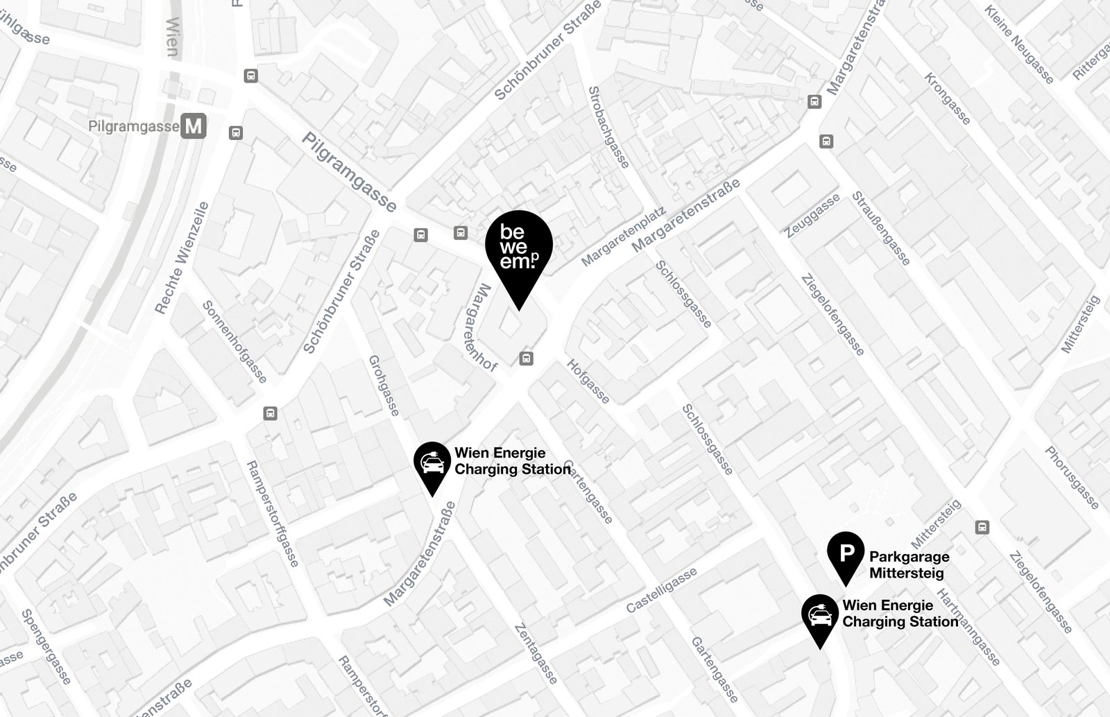 Unser Büro ist mit den folgenden öffentlichen Verkehrsmitteln erreichbar:
U4-Station „Pilgramgasse“ und den Buslinien 12A,13A,14A und 59A – Station „Margartenplatz“.
Besucher können auch in Gehnähe in der Parkgarage Mittersteig 26, 1050 Wien parken.