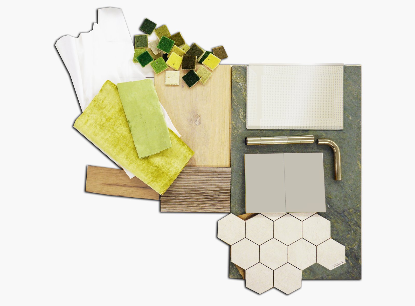 Material samples for guest rooms